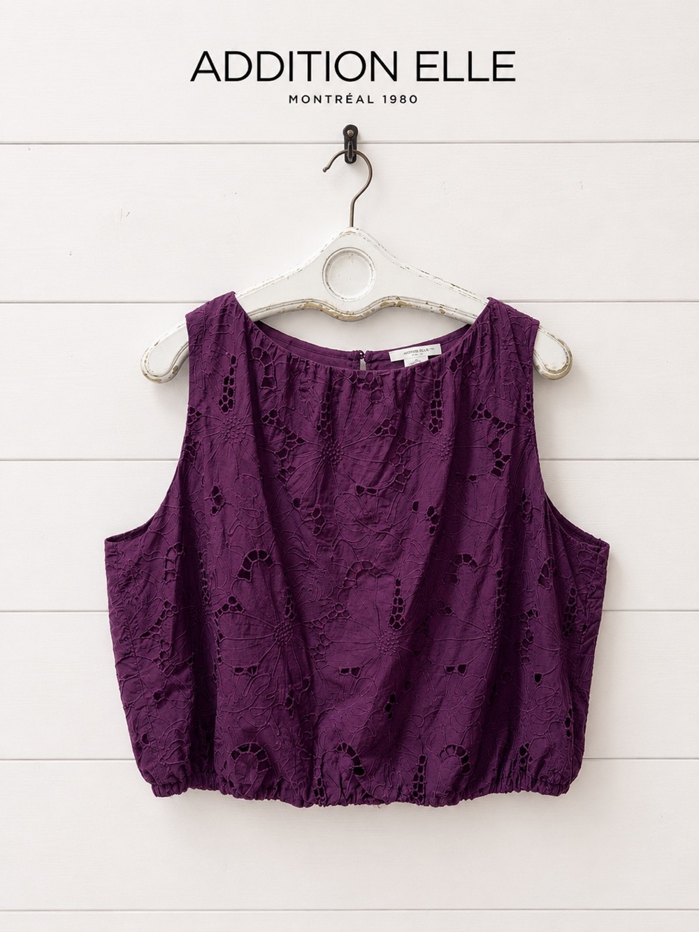 ADDITION ELLE PURPLE FLORAL LACE TOP SIZE 3X